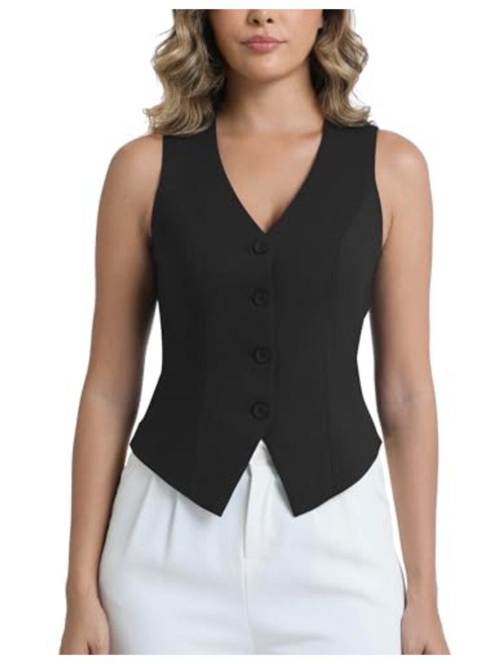 Women's Dressy Suit Vest Sleeveless V-Neck Office Work Top